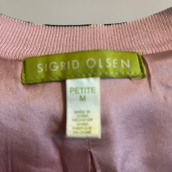 Sigrid Olsen Cardigan - Adorable Pink and Chocolate print with soft pink lining - Picture 6 of 7
